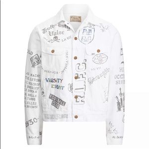 Polo Ralph Lauren Men's Graphic Denim Trucker Jacket (Oxford Club), Large